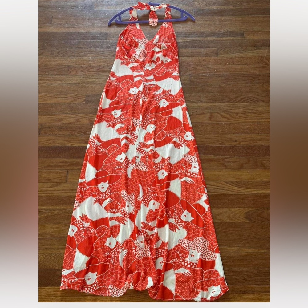 Bold Red And White Patterned Fabric - image 3